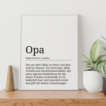 Laden Sie das Bild in den Galerie-Viewer, Opa Poster Definition - Großvater Vatertag Geschenk Wandbild