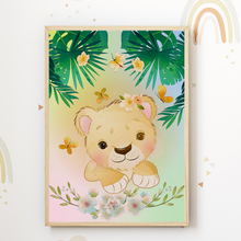Laden Sie das Bild in den Galerie-Viewer, Süße Tiere Elefant Giraffe Tiger Bilder 3er Set DIN A4 Kinderzimmer Wandbilder Babyzimmer Poster Dekoration