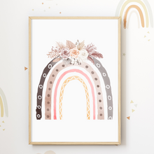 Laden Sie das Bild in den Galerie-Viewer, Mond Regenbogen Wolke Boho Bilder 3er Set DIN A4 Kinderzimmer Wandbilder Babyzimmer Poster Dekoration