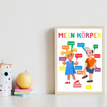Laden Sie das Bild in den Galerie-Viewer, Kinderposter 6er Set Alphabet, Farben, Körper, Zahlen, Gefühle, Monate Lernposter Kinderzimmer Wandbilder Kindergarten Grundschule ABC