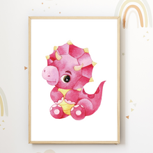 Laden Sie das Bild in den Galerie-Viewer, Dinosaurier 6er Set Kinderzimmer Bilder DIN A4 Wandbilder Deko Babyzimmer Dino Poster