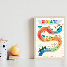Laden Sie das Bild in den Galerie-Viewer, Kinderposter 6er Set Alphabet, Farben, Körper, Zahlen, Gefühle, Monate Lernposter Kinderzimmer Wandbilder ABC Lernhilfe