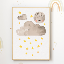 Laden Sie das Bild in den Galerie-Viewer, We love you - Mond 3er Set Kinderzimmer Bilder DIN A4 Wandbilder Deko Babyzimmer Poster