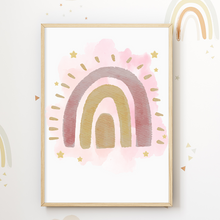 Laden Sie das Bild in den Galerie-Viewer, Kleines Wunder Fuchs Regenbogen Luftballon Bilder 3er Set DIN A4 Kinderzimmer Wandbilder Babyzimmer Poster Dekoration