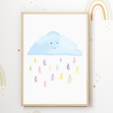Laden Sie das Bild in den Galerie-Viewer, Pastell Sonne Regenbogen Wolke 3er Set Kinderzimmer Bilder DIN A4 Poster Babyzimmer Wandbilder Dekoration
