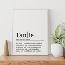 Laden Sie das Bild in den Galerie-Viewer, Tante Poster Definition - Wandbild Geschenk