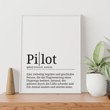 Laden Sie das Bild in den Galerie-Viewer, Pilot Poster Definition Kunstdruck Wandbild Geschenk