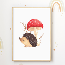 Laden Sie das Bild in den Galerie-Viewer, Waldtiere 3er Set Kinderzimmer Bilder DIN A4 Poster Babyzimmer Wandbilder Dekoration - Reh Fuchs Igel
