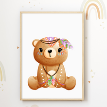 Laden Sie das Bild in den Galerie-Viewer, Indianer Tiere 3er Set Kinderzimmer Bilder DIN A4 Poster Babyzimmer Wandbilder Dekoration - Tiger Elefant Bär