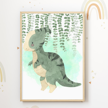 Laden Sie das Bild in den Galerie-Viewer, Niedliche Dinosaurier Bilder 3er Set DIN A4 Kinderzimmer Dino Wandbilder Babyzimmer Poster Dekoration