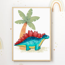 Laden Sie das Bild in den Galerie-Viewer, Dinosaurier 6er Set Bilder Dino Kinderzimmer Deko DIN A4 Poster Babyzimmer Wandbilder