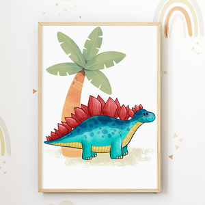 Dinosaurier 6er Set Bilder Dino Kinderzimmer Deko DIN A4 Poster Babyzimmer Wandbilder
