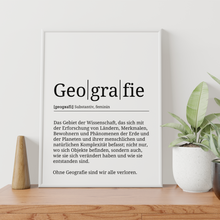 Laden Sie das Bild in den Galerie-Viewer, Geografie Poster Definition Kunstdruck Wandbild Geschenk