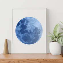 Laden Sie das Bild in den Galerie-Viewer, Blauer Mond Poster – Wandbild Wohnzimmer Küche Flur Schlafzimmer Zuhause Wanddeko
