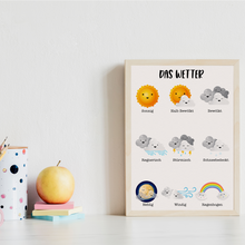 Laden Sie das Bild in den Galerie-Viewer, Kinderposter 4er Lernposter Jahreszeiten, Wetter, Wochentage & Monate Kinderzimmer Wandbilder Kindergarten Grundschule Lernhilfe für Kinder