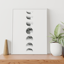 Laden Sie das Bild in den Galerie-Viewer, Mondphasen Poster – Mondposter Wandbild Wohnzimmer Küche Flur Schlafzimmer Zuhause Mond Wanddeko