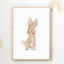 Laden Sie das Bild in den Galerie-Viewer, Indianer Waldtiere 4er Set Kinderzimmer Bilder DIN A4 Poster Babyzimmer Wandbilder Dekoration - Eichhörnchen Bär Hase Elch