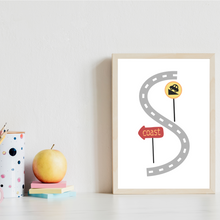 Laden Sie das Bild in den Galerie-Viewer, Kinderposter 6er Set ABC Auto Fahrzeuge Lernposter Alphabet | Kinderzimmer Wandbilder Einschulung Kindergarten Grundschule Lernhilfe für Kinder