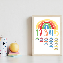 Laden Sie das Bild in den Galerie-Viewer, Kinderposter 8er Set ABC Zahlen Autos Lernposter Verkehr Kinderzimmer Wandbilder Einschulung Kindergarten Grundschule Alphabet Lernhilfe für Kinder