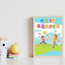 Laden Sie das Bild in den Galerie-Viewer, Kinderposter 6er Set Alphabet, Zahlen, Monate, Körper, Gefühle, Farben Lernposter Kinderzimmer Wandbilder ABC