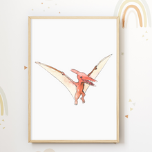 Laden Sie das Bild in den Galerie-Viewer, Dinosaurier Bilder 4er Set DIN A4 Kinderzimmer Poster Dino Babyzimmer Wandbilder Dekoration