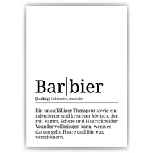Laden Sie das Bild in den Galerie-Viewer, Barbier Poster Definition Kunstdruck Wandbild Geschenk