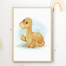 Laden Sie das Bild in den Galerie-Viewer, Dinosaurier Bilder 6er Set DIN A4 Kinderzimmer Wandbilder Babyzimmer Poster Dekoration