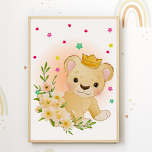 Laden Sie das Bild in den Galerie-Viewer, Niedliche Tiere Bilder 4er Set DIN A4 Kinderzimmer Wandbilder Babyzimmer Poster Dekoration - Koala Giraffe Elefant Tiger