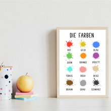 Laden Sie das Bild in den Galerie-Viewer, Kinderposter 4er Lernposter Alphabet, Formen, Zahlen & Farben Kinderzimmer Wandbilder Kinder Lernhilfe Poster