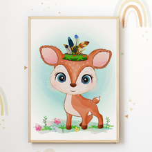 Laden Sie das Bild in den Galerie-Viewer, Süße Waldtiere Safari Tiere Bilder 4er Set DIN A4 Kinderzimmer Wandbilder Babyzimmer Poster Dekoration - Giraffe Eichhörnchen Fuchs Reh
