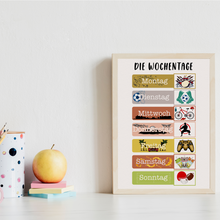 Laden Sie das Bild in den Galerie-Viewer, Kinderposter 4er Lernposter Jahreszeiten, Wetter, Wochentage & Monate Kinderzimmer Wandbilder Kindergarten Grundschule Lernhilfe für Kinder