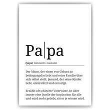 Laden Sie das Bild in den Galerie-Viewer, Papa Poster Definition - Vatertag Geschenk Wandbild