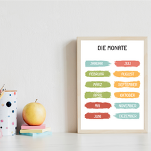 Laden Sie das Bild in den Galerie-Viewer, Kinderposter 4er Lernposter Jahreszeiten, Wetter, Wochentage & Monate Kinderzimmer Wandbilder Lernhilfe