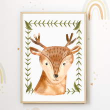 Laden Sie das Bild in den Galerie-Viewer, Waldtiere 4er Set Kinderzimmer Bilder DIN A4 Poster Babyzimmer Wandbilder Dekoration - Bär Fuchs Hase Reh
