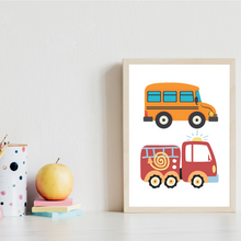 Laden Sie das Bild in den Galerie-Viewer, Kinderposter 6er Set ABC Auto Fahrzeuge Lernposter Alphabet | Kinderzimmer Wandbilder Einschulung Kindergarten Grundschule Lernhilfe für Kinder