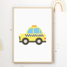 Laden Sie das Bild in den Galerie-Viewer, Krankenwagen Feuerwehr Polizei Taxi Autos 4er Set Kinderzimmer Bilder DIN A4 Poster Babyzimmer Wandbilder Dekoration