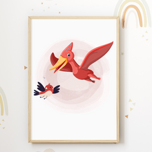 Laden Sie das Bild in den Galerie-Viewer, Dinosaurier Bilder 4er Set DIN A4 Kinderzimmer Wandbilder Babyzimmer Poster Dekoration