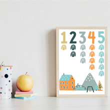 Laden Sie das Bild in den Galerie-Viewer, Kinderposter 8er Set ABC Zahlen Autos Lernposter Verkehr Kinderzimmer Wandbilder Kindergarten Grundschule Alphabet Kinder Lernhilfe Poster
