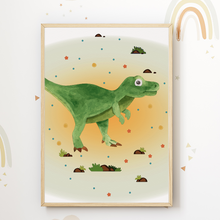 Laden Sie das Bild in den Galerie-Viewer, Dinosaurier Bilder 6er Set DIN A4 Kinderzimmer Dino Wandbilder Babyzimmer Poster Dekoration