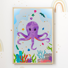 Laden Sie das Bild in den Galerie-Viewer, Meerestiere Seepferdchen Wal Delfin Bilder 6er Set DIN A4 Kinderzimmer Wandbilder Babyzimmer Poster Dekoration