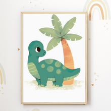 Laden Sie das Bild in den Galerie-Viewer, Dinosaurier 6er Set Bilder Dino Kinderzimmer Deko DIN A4 Poster Babyzimmer Wandbilder