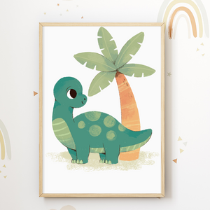 Dinosaurier 6er Set Bilder Dino Kinderzimmer Deko DIN A4 Poster Babyzimmer Wandbilder