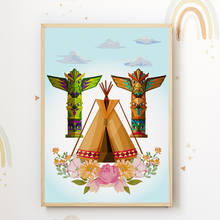 Laden Sie das Bild in den Galerie-Viewer, Waldtiere Bilder 6er Set DIN A4 Kinderzimmer Wandbilder Babyzimmer Poster Dekoration - Boho Regenbogen Hase Igel Bär Waschbär