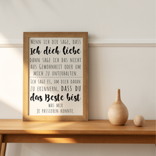 Laden Sie das Bild in den Galerie-Viewer, Ich liebe dich Poster DIN A4 Liebe Kunstdruck Valentinstag Geschenkidee Liebespaar Bild