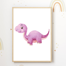 Laden Sie das Bild in den Galerie-Viewer, Dinosaurier 6er Set Kinderzimmer Bilder DIN A4 Wandbilder Deko Babyzimmer Dino Poster