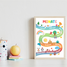 Laden Sie das Bild in den Galerie-Viewer, Kinderposter 6er Set Alphabet, Farben, Körper, Zahlen, Gefühle, Monate Lernposter Kinderzimmer Wandbilder Kindergarten Grundschule ABC