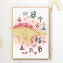 Laden Sie das Bild in den Galerie-Viewer, Dinosaurier Bilder 6er Set DIN A4 Kinderzimmer Dino Wandbilder Babyzimmer Poster Dekoration