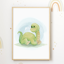 Laden Sie das Bild in den Galerie-Viewer, Dinosaurier Bilder 6er Set DIN A4 Kinderzimmer Wandbilder Babyzimmer Poster Dekoration