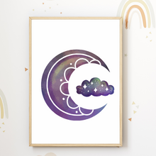 Laden Sie das Bild in den Galerie-Viewer, Sonne Regenbogen Mond Spirituell 6er Set Kinderzimmer Bilder DIN A4 Wandbilder Deko Babyzimmer Poster
