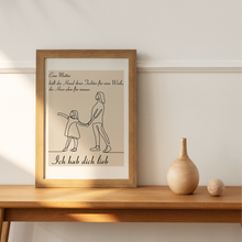 Laden Sie das Bild in den Galerie-Viewer, Mama Tochter Poster personalisierbar DIN A4 Kunstdruck Danksagung Muttertag Geschenk Beste Mutter Wandbild